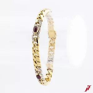 Bracelet 18K/750 Yellow Gold 3 CT Ruby Cabochon 0,72 CT Diamonds Value - Picture 1 of 2