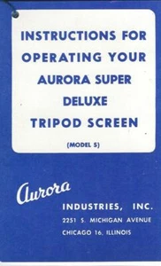 Instruction Booklet - Aurora - Model S - Super Deluxe Tripod Screen (CI340) S - Bild 1 von 1