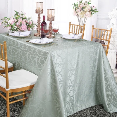 Wedding Linens Inc.90" x 132" Rectangular Damask Jacquard Polyester Tablecloths - Image 1 of 2