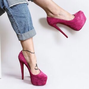 Christian Louboutin Women's Sz 36 US 6 Daffodile 160 Pink Suede Leather Heels
