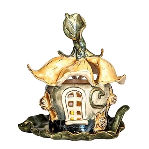 2001 Blue Sky Clayworks Feenblüte Haus Glanzgeschirr Teelichthalter 8" - Bild 1 von 14