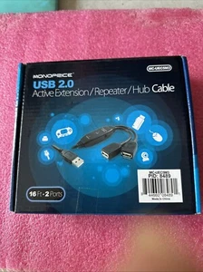 Monoprice USB 2.0 Active Extension/Repeater/Hub Cable 16 Feet/ 2 Ports - Picture 1 of 5
