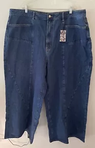 Cider Denim Blue Jeans Retro Style Wide Leg High Waisted Women’s Size 4XL NWT - Picture 1 of 3