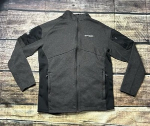 Spyder Jacket Men's Empire Full Zip Gray Mock Neck Shoulder Pocket - Picture 1 of 12