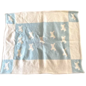 Hermes Paris Wooden Horse Throw Blanket Light blue White - Picture 1 of 17