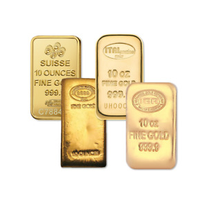 10 oz Gold Bar - Brand Varies .9999