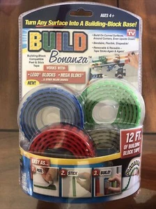 NEW Build Bonanza Building Block Tape 4 Pack of 3 Ft Rolls- works w/top brands - Picture 1 of 3