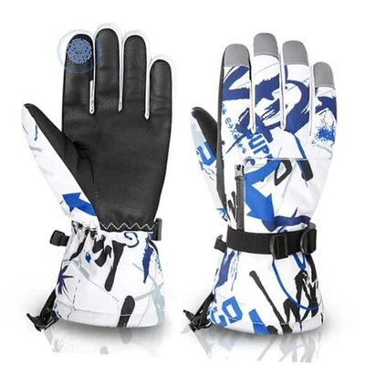  Guantes de invierno impermeables para niños con bolsillo con cremallera nieve L (10-14 años) 02 azul Foto 1 de 4