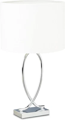Lampada Da Tavolo Comodino Argento Paralume Tondo Struttura Ferro HLP: 51X28X28  - Immagine 1 di 4