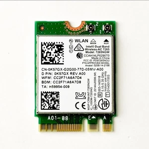 Tarjeta Intel Dual Band Wireless-AC 7265 802.11ac WiFi + Bluetooth (7265NGW) - Imagen 1 de 2