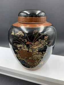 Vintage Seymour MANN Japan Black and Gold Floral Porcelain Vase EUC - Picture 1 of 11