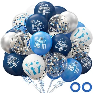 2025 Graduation Party Decorations, 70pcs Grad Balloons Blue and White Graduat... - Picture 1 of 7