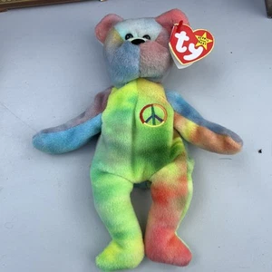 RARE 1996 Ty Beanie Baby Babies Peace Bear Pastel with Tag errors - Picture 1 of 5