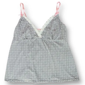 De Colección Laura Ashley Babydoll Cami PJ Y2K Encaje Rosa Lazo Geo Impresión Delicada Romántica XL - Imagen 1 de 8