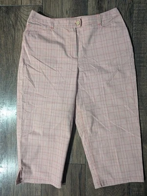 Pantalones capri de playa elásticos Tommy Bahama para mujer talla 8 rojos a cuadros finos mezcla de algodón Foto 1 de 4