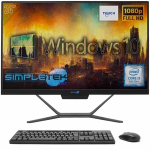 Aio All In One Touchscreen I3 8 Gen 24" Windows 10 Pro 8gb 120gb Full HD PC_ - Bild 1 von 9