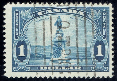 CANADA - 1935 - CHAMPLAIN MONUMENT $1 Dp Blue - Sc #227 Used VF - Image 1 of 2