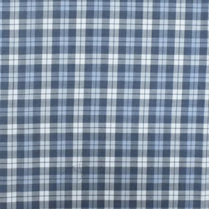 Blue-Navy-White Plaid Cotton Twill Woven Fabric - Picture 1 of 5