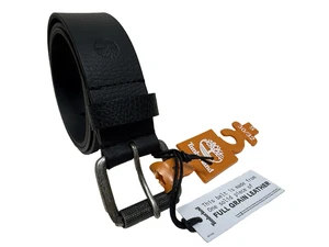 Timberland Men's 37mm Genuine Full Grain Black Leather Belt sz 30/32 - Picture 1 of 6
