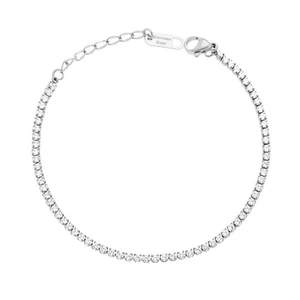 Bracciale Tennis Griffe Cm 17+3 con Zirconi Bianchi mm 2 in Acciaio - Picture 1 of 2