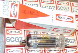 20 NOS NIB 6CG7 RAYTHEON TRIPLE FAT PLATES RÖHREN ZINNHEIZKÖRPER 6FQ7 USA 1956 - Bild 1 von 8