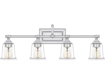 Luz de tocador Quoizel NLC8604C con pantallas de vidrio transparente, cromo pulido Foto 1 de 2