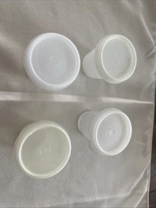 Vintage Tupperware Mini 2 oz Midget Containers Set Of 4PC Clear 101 Clear Lids - Picture 1 of 3