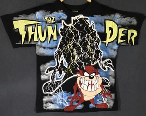 TAZ-MANIA Thunder Vintage T-Shirt Gr. L Wild Oats Tag Single Stich AOP - Bild 1 von 2