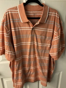 Camicia da golf John Blair 2 bottoni S/manica marrone chiaro con righe cotone/poliestere taglia 2XL nuova senza etichette - Foto 1 di 4