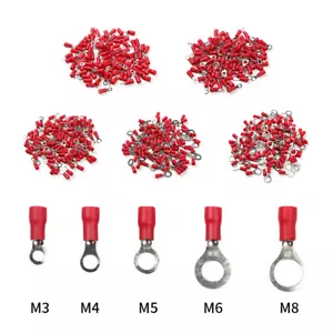 100/50PCS Car Ground Wire Ring Terminals Vinyl Red 22-16 Gauge AWG Ga Connectors - Picture 1 of 17