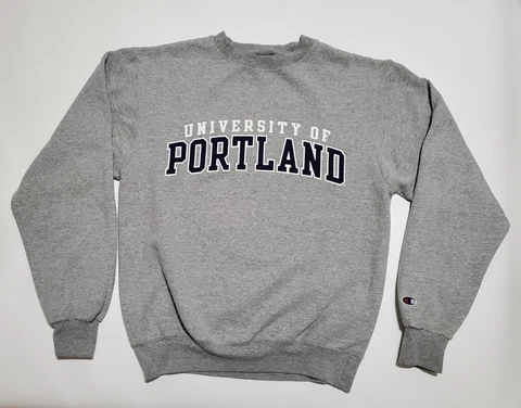 University Of Portland Pilots UP Champion Sweatshirt Mens Small Gray Eco-Fleece Cover