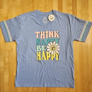 T-shirt da donna collo a V Buc-ee's Think Happy taglia L nuova con etichette leggere - Foto 1 di 12