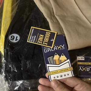 school uniform pants 16 Authentic Galaxy By Harvic 2 Black 2 Blue And 2 Tan - Picture 1 of 5