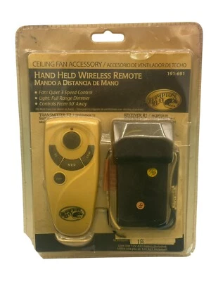Hampton Bay Ceiling Fan Hand Held Wireless Remote Control 3 Speed 191-691 Dimmer - Image 1 of 2