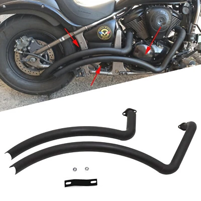 Shortshots Staggered Exhaust Pipes System For Kawasaki Vulcan 900 VN900 EN900 - Image 1 of 4