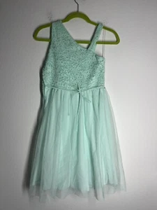 Speechless Girls Embellished Shoulder Lace Tulle Party Dress Size 16 Flare Green - Picture 1 of 13