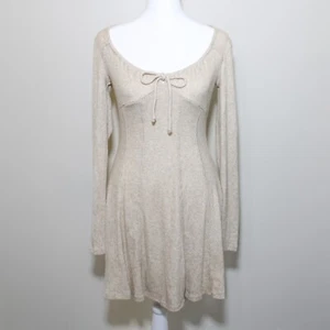 Acogedor Vestido Manga Larga Tejido Calce y Acampanado Boho Campesino Años 90 Avena Beige Brillante S - Imagen 1 de 9