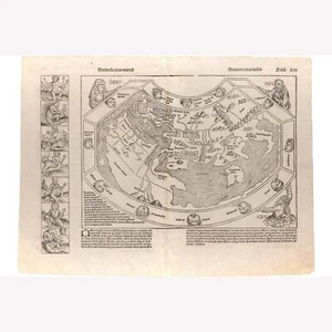 Mapa del mundo de la crónica de Nuremberg; mapa antiguo; cartografía histórica, 1493 - Imagen 1 de 11
