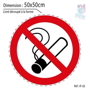 50x50cm - AUTOCOLLANT INTERDIT DE FUMER - INTERDICTION DE FUMER IF-02 - Imagen 1 de 13