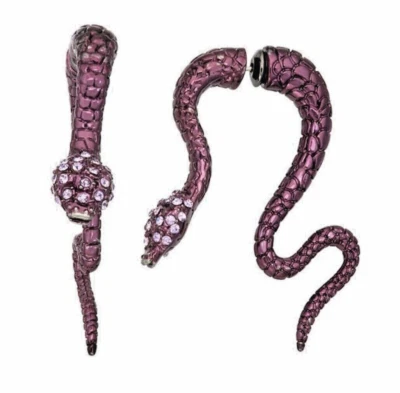 Nuevos Pendientes Simply Vera Vera Wang Serpiente Púrpura Delantero a Trasero Preciosos #4 Foto 1 de 2
