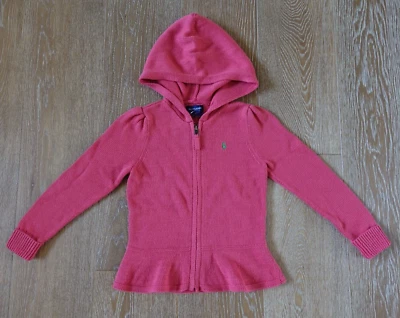 Ralph Lauren Niñas Rosa 100% Algodón Capucha Peplum Cárdigan Suéter Talla 6 Nuevo con Etiquetas Foto 1 de 4