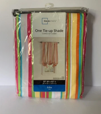 Home Trends Erika One Tie-Up Shade ERIKA Size 35Wx63L STRIPE RAINBOW NWT - Image 1 of 4