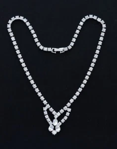 Vintage WEISS CO Clear Sparkling Rhinestone Necklace - Picture 1 of 7