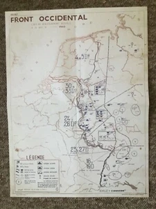 1940 WWII FRENCH INTELLIGENCE MAP ON GERMAN ORDER OF BATTLE 2WEEKS BEFORE ATTACK - Picture 1 of 8