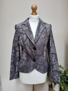 Per Una Size 10 Jaquard Jacket Fitted Grey Textured New RRP £55 - Picture 1 of 9