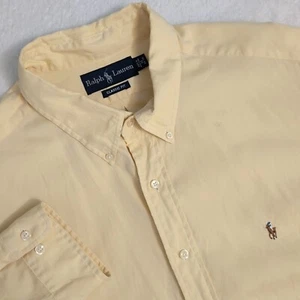 Camisa Ralph Lauren Calce Clásico Amarillo Carne Pony LS Abotonada Para Hombres 18 34 Usada en Excelente Condición - Imagen 1 de 8