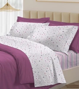 COMPLETO LENZUOLO 100% COTONE POIS ROSA PIAZZA E MEZZA MADE IN ITALY 3027 - Foto 1 di 1
