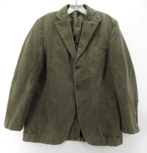 Massimo Dutti Blazer Men 40 Green Jacket Herringbone Elbow Patches Safari Field* - Picture 1 of 18