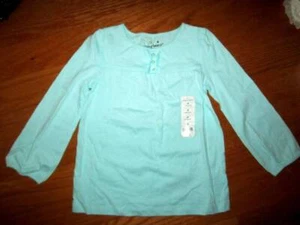 Jumping Beans Niñas Talla 4 Manga Larga Azul Aqua Babydoll Camisa Top Nuevo Con Etiquetas - Imagen 1 de 2