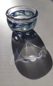 Blaue Spirale - offenes Salz - handgeblasenes Borosilikatglas Geschirr und Löffel Set - Home De - Bild 1 von 7